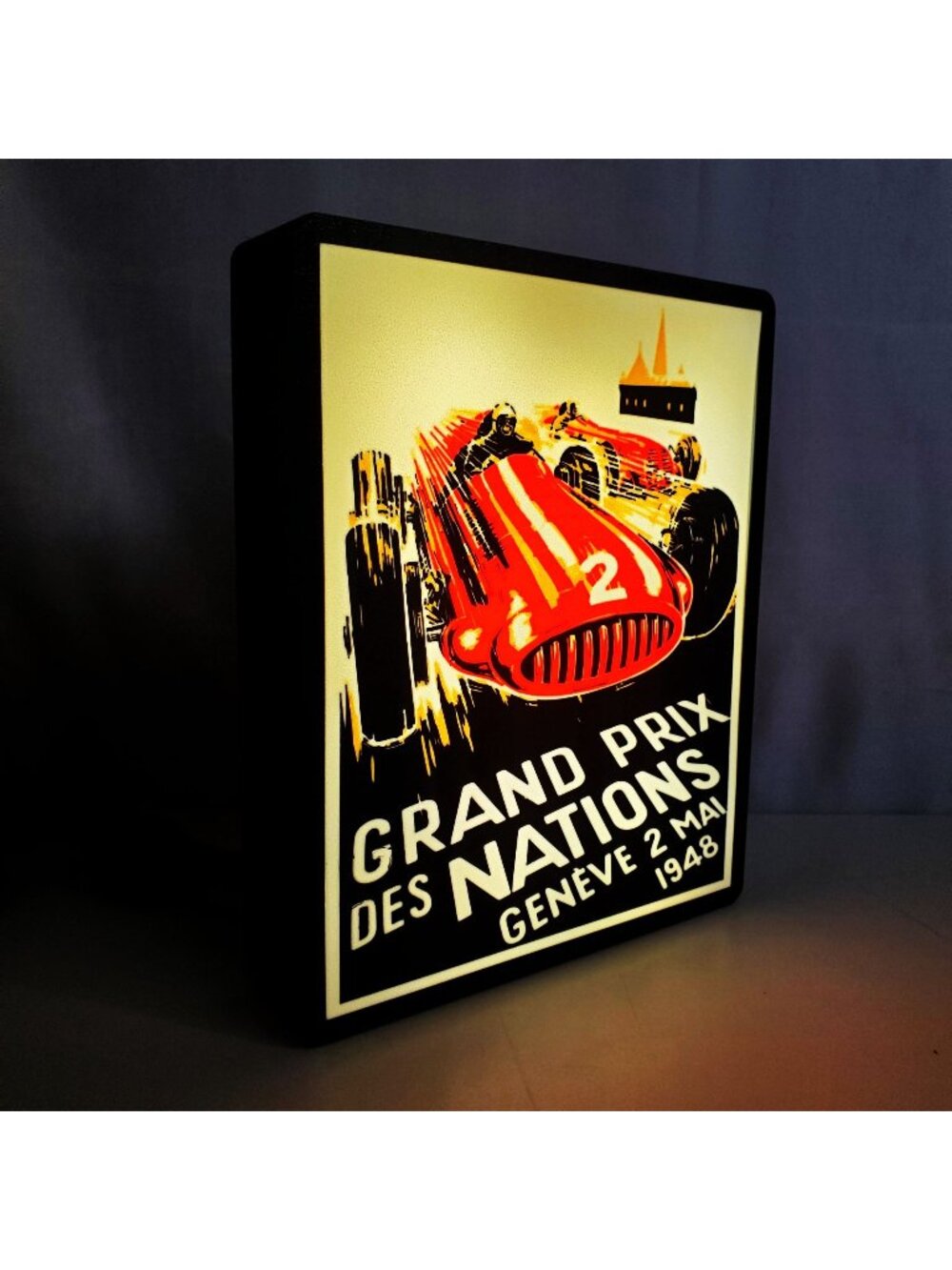 1948 Grand Prix des Nations Lightbox Sign - Retro Racing Decor - 8x9 USB Powered